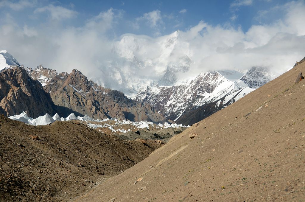 05 Traversing The Hill Above Gasherbrum North Base Camp With Gasherbrum II E and Gasherbrum II And Gasherbrum North Glacier In China